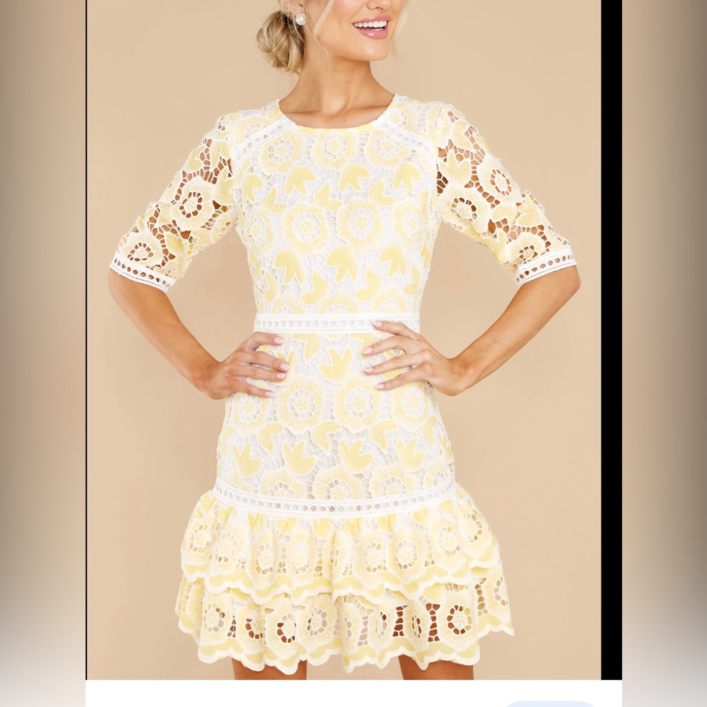 Lace Pastel Yellow Dress